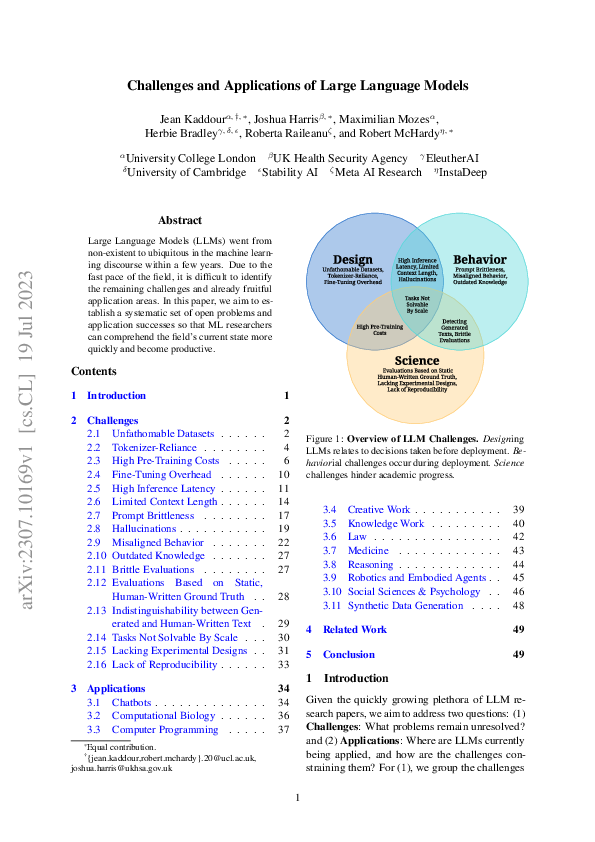 (PDF) Challenges and Applications of Large Language Models