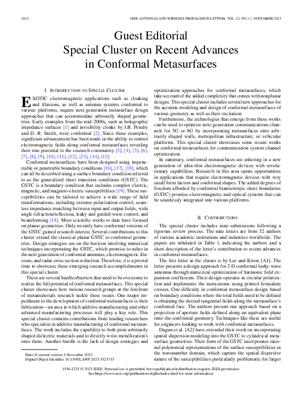 (PDF) Guest Editorial Special Cluster on Recent Advances in Conformal ...