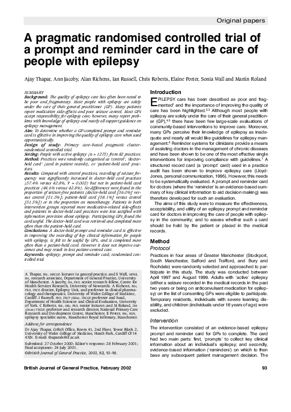 (PDF) A pragmatic randomised controlled trial of a prompt and reminder ...