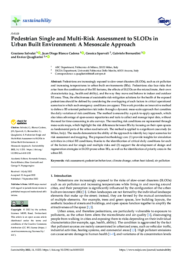 (PDF) Pedestrian Single and Multi-Risk Assessment to SLODs in Urban ...