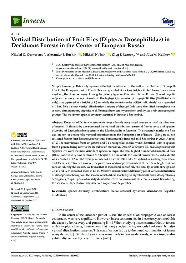 (PDF) Vertical Distribution of Fruit Flies (Diptera: Drosophilidae) in ...