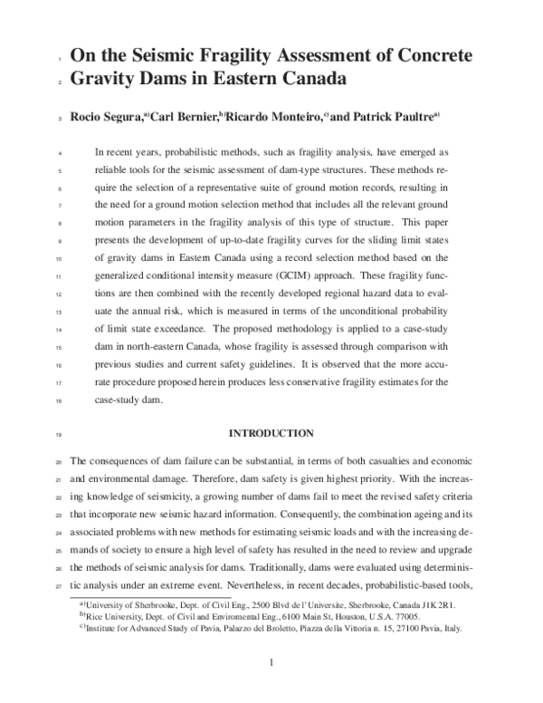 (PDF) On the Seismic Fragility Assessment of Concrete Gravity Dams in ...