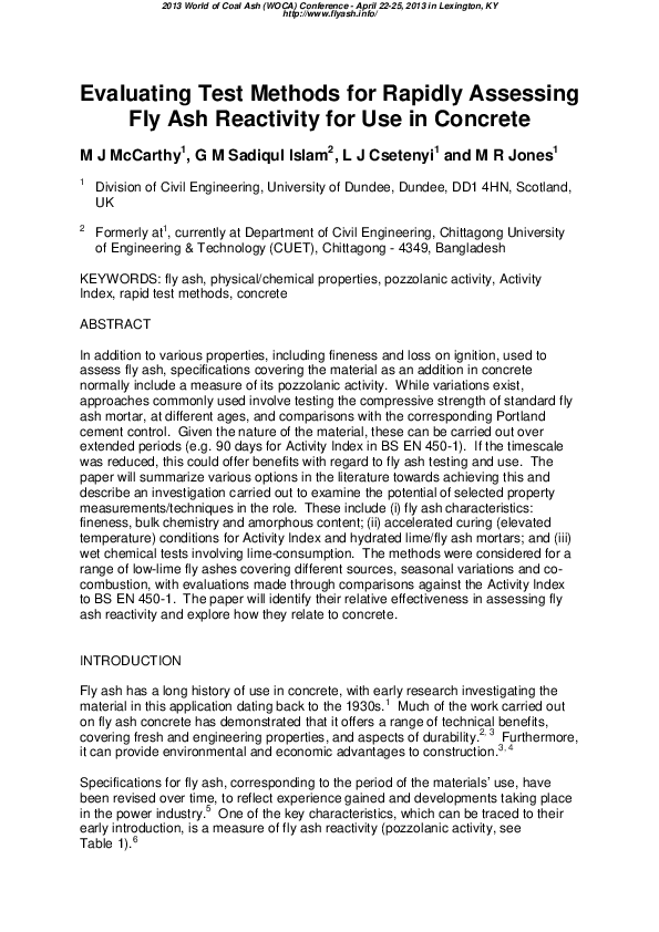 (PDF) Evaluating Test Methods for Rapidly Assessing Fly Ash Reactivity ...
