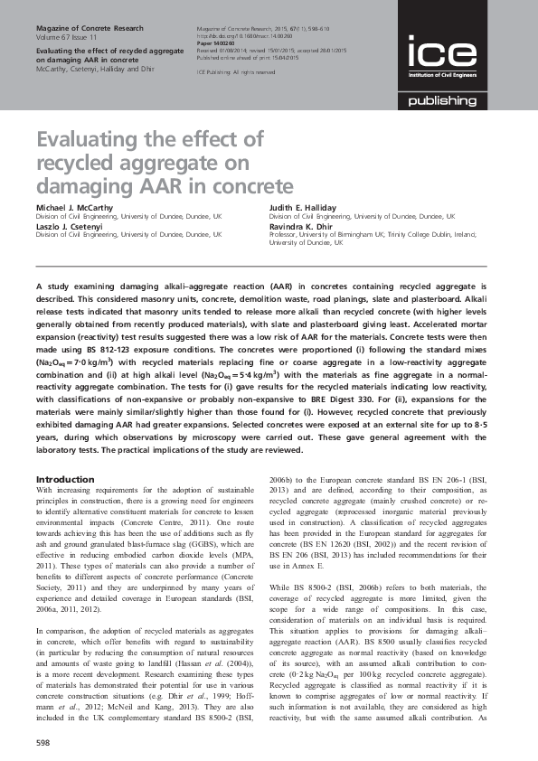 (PDF) Evaluating the effect of recycled aggregate on damaging AAR in ...