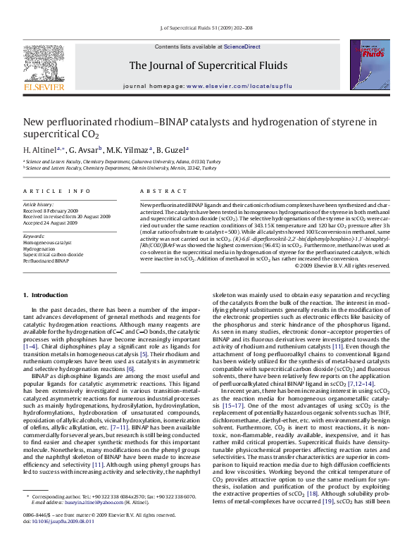 (PDF) New perfluorinated rhodium–BINAP catalysts and hydrogenation of ...