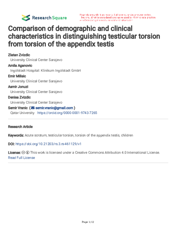 (PDF) Comparison of demographic and clinical characteristics in ...