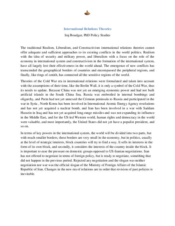 (PDF) International Relations Theories (Research Notes)