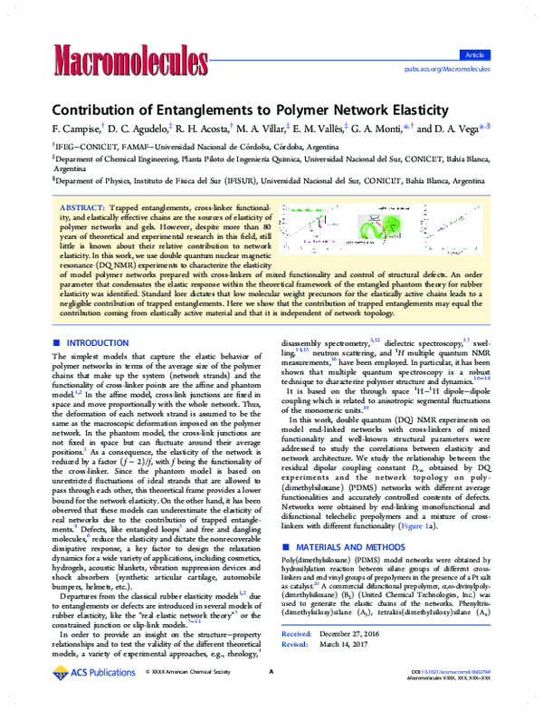 (PDF) Contribution of Entanglements to Polymer Network Elasticity