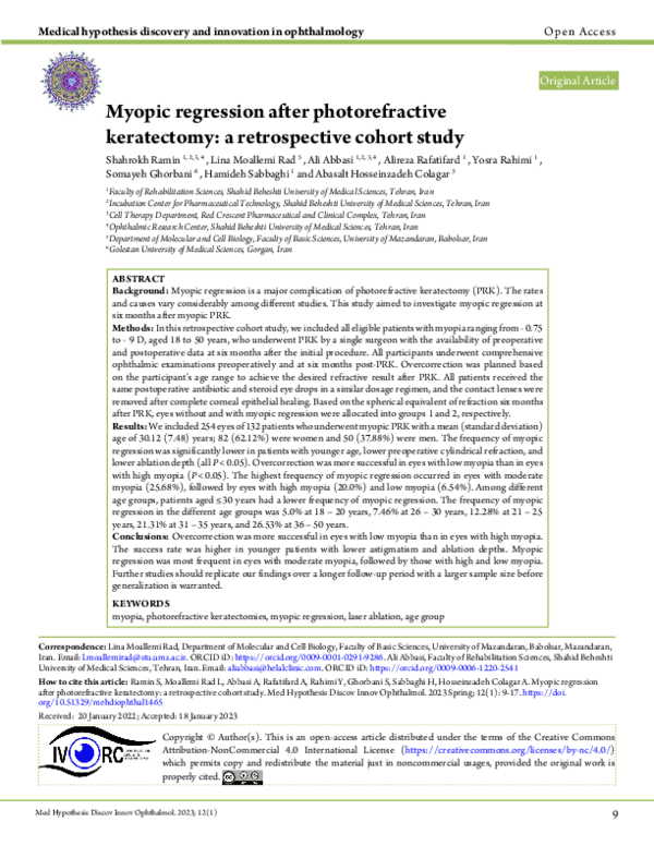 (PDF) Myopic regression after photorefractive keratectomy: a ...
