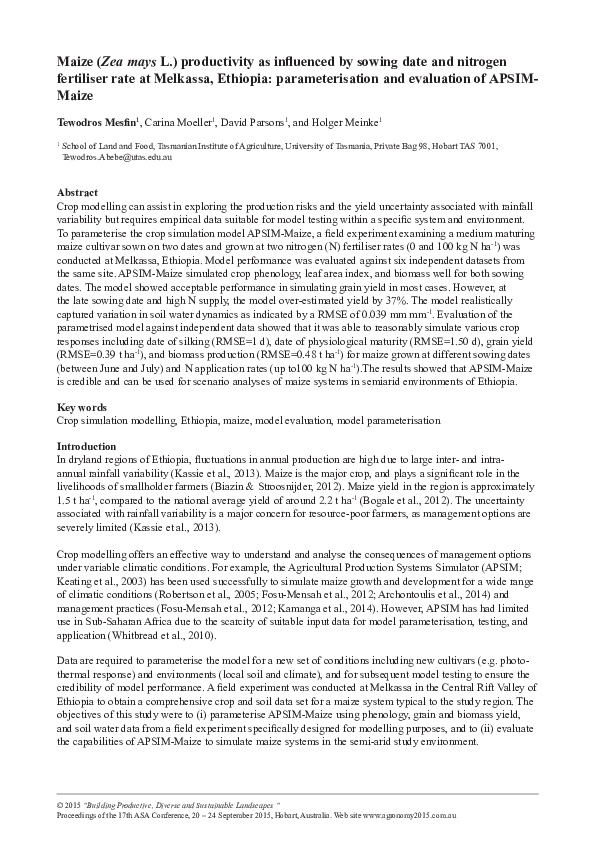 (PDF) Maize ( Zea mays L.) productivity as influenced by sowing date ...