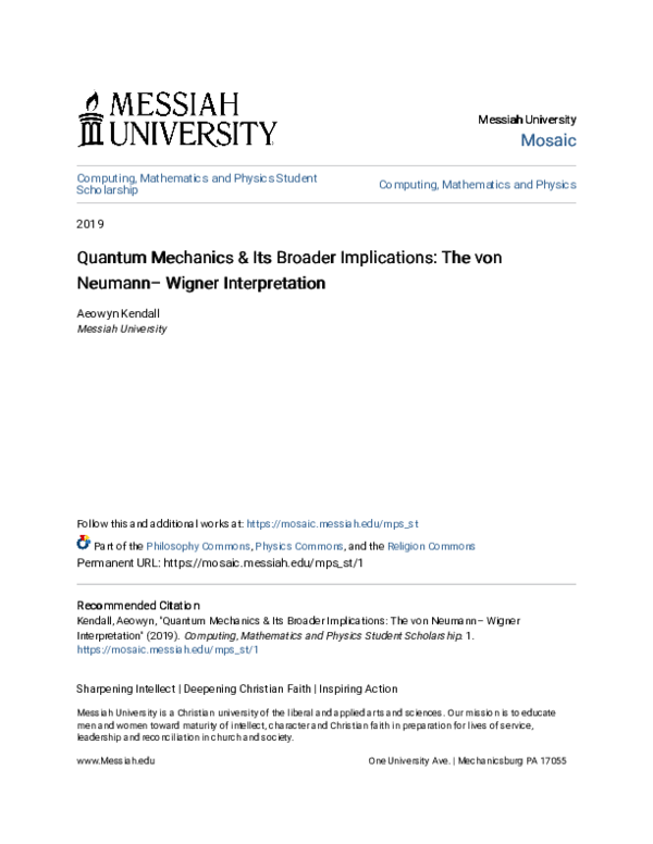 (PDF) Quantum Mechanics & Its Broader Implications: The von Neumann ...