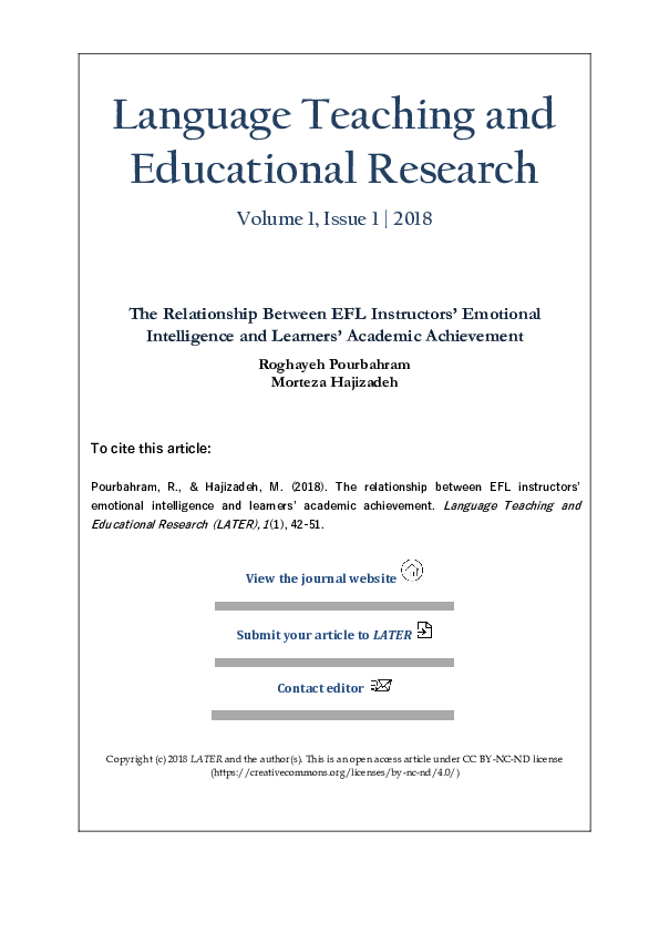 (PDF) The Relationship between EFL Instructors' Emotional Intelligence ...