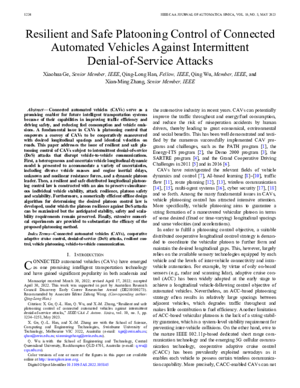 (PDF) Resilient and Safe Platooning Control of Connected Automated ...