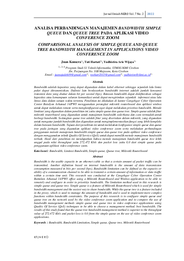 (PDF) Analisa Perbandingan Manajemen Bandwidth Simple Queue Dan Queue ...