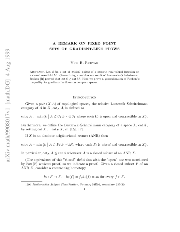 (PDF) A remark on fixed point sets of gradient-like flows