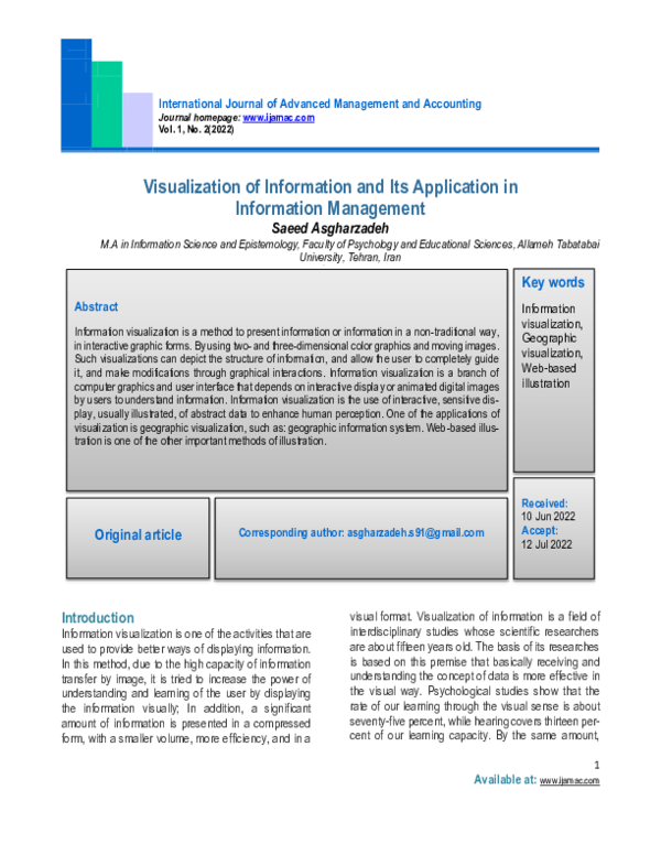 (PDF) Visualization of Information and Its Application in Information ...