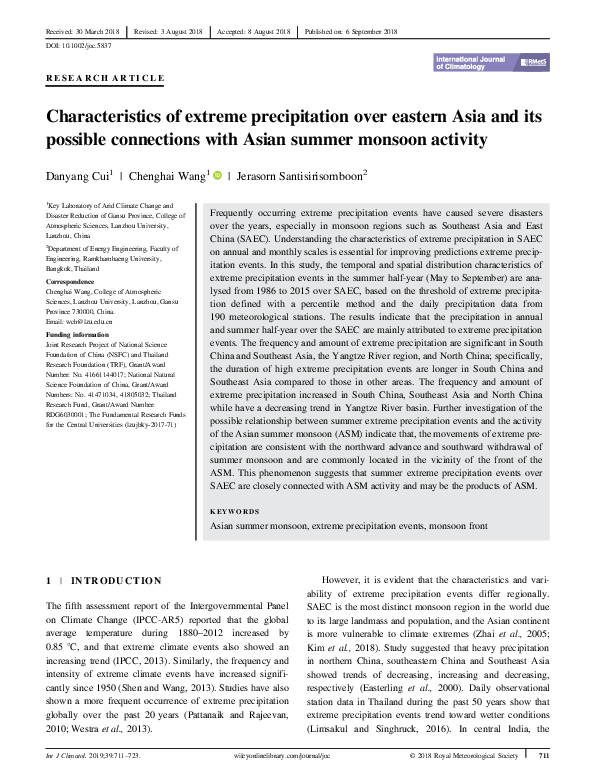 (PDF) Characteristics of extreme precipitation over eastern Asia and ...