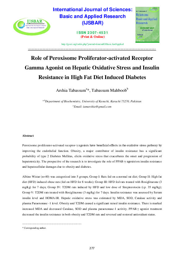 Picture of (PDF) Role of Peroxisome Proliferator-activated Receptor Gamma Agonist ...