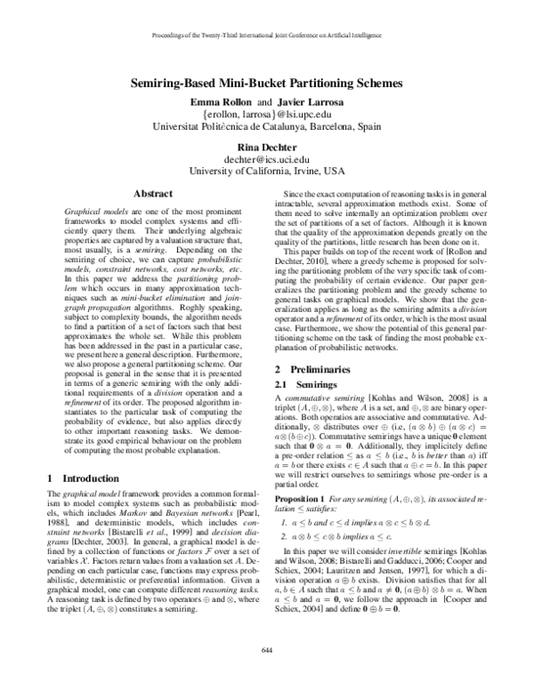 (PDF) Semiringbased minibucket partitioning schemes Rina Dechter Academia.edu
