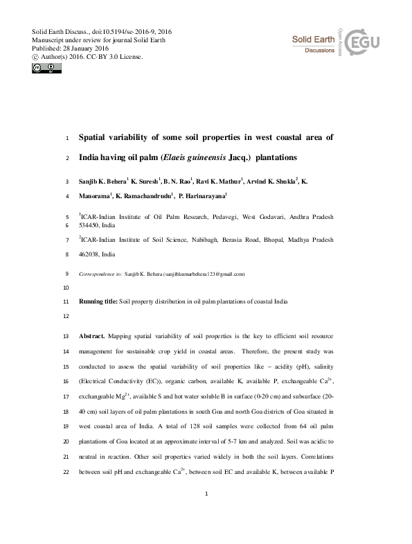 (PDF) Spatial variability of some soil properties in west coastal area ...