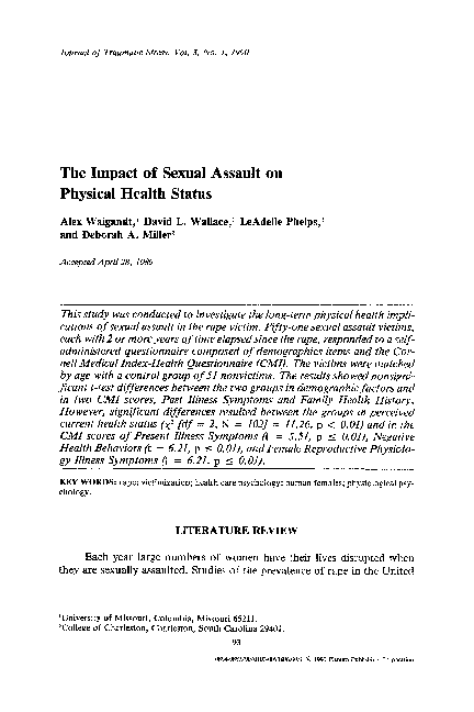 (PDF) The impact of sexual assault on physical health status