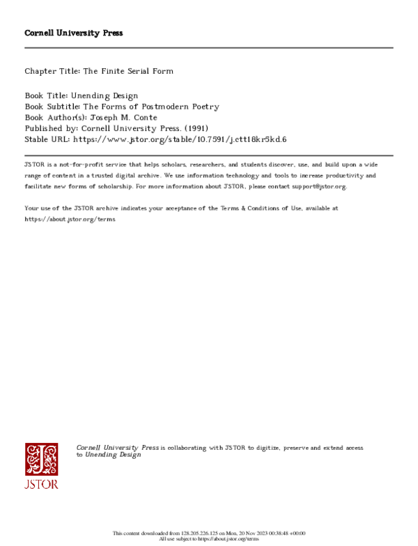 (PDF) Unending Design: The Finite Serial Form