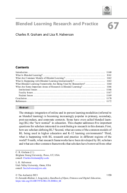 (PDF) Blended Learning Research and Practice