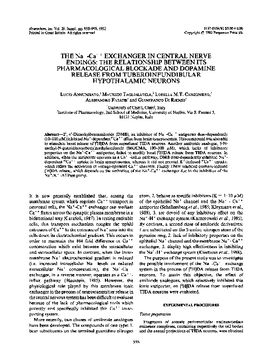 (PDF) The Na+-Ca++ exchanger in central nerve endings: The relationship ...