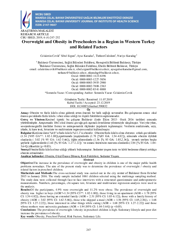 (PDF) Overweight and Obesity in Preschoolers in a Region in Western ...
