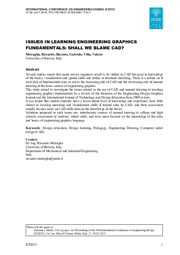 (PDF) Issues in Learning Engineering Graphics Fundamentals: Shall We ...