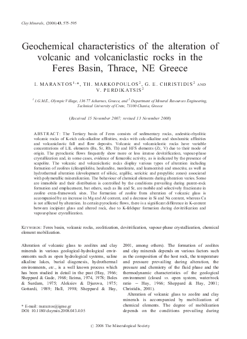 (PDF) Geochemical characteristics of the alteration of volcanic and ...