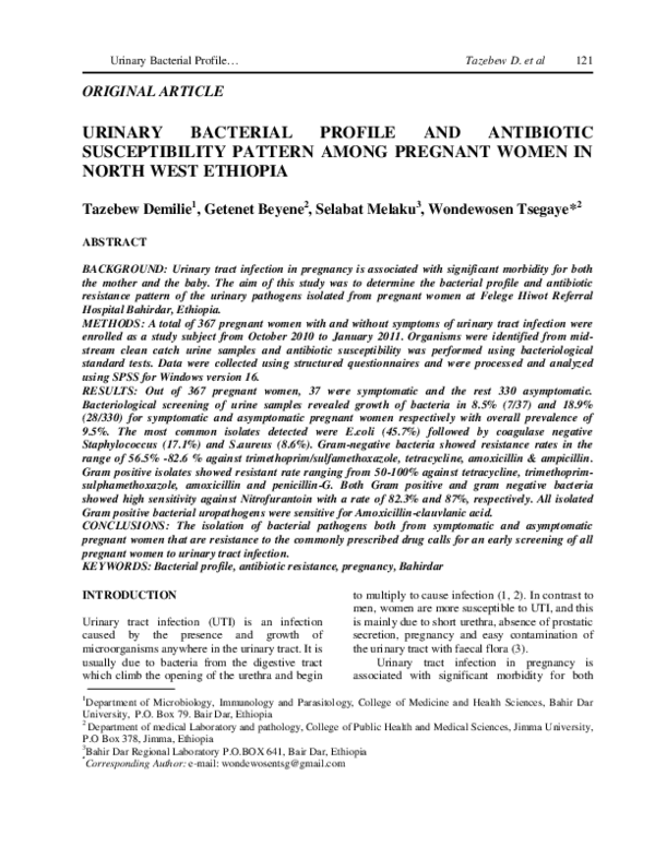(PDF) Urinary bacterial profile and antibiotic susceptibility pattern ...