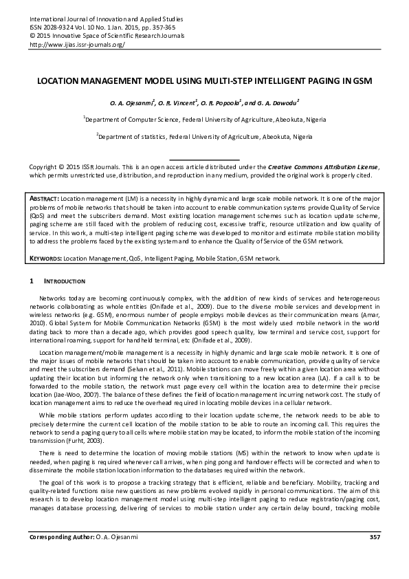 (PDF) Location Management Model Using Multi-Step Intelligent Paging in GSM
