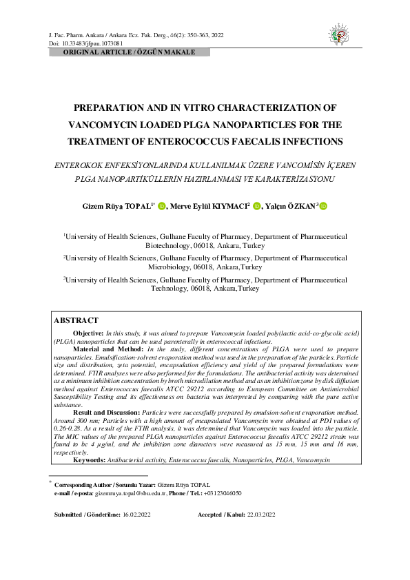 (PDF) Preparation and in Vitro Characterization of Vancomycin Loaded ...