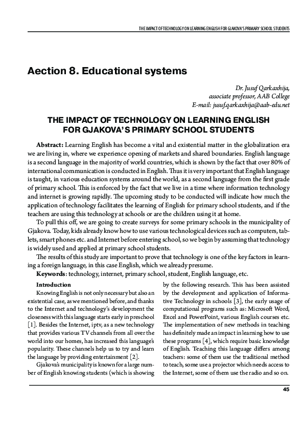 (PDF) The Impact of Technology on Learning English for Gjakova’s ...