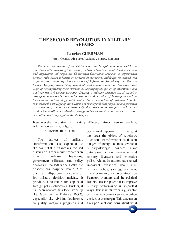 (PDF) The Second Revolution in Military Affairs