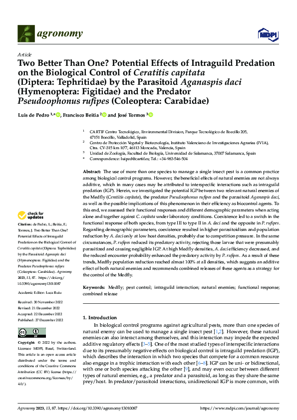 (PDF) Two Better Than One? Potential Effects of Intraguild Predation on ...