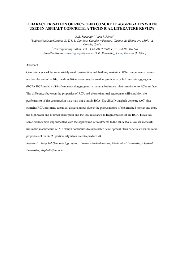 (PDF) Characterisation of recycled concrete aggregates when used in ...