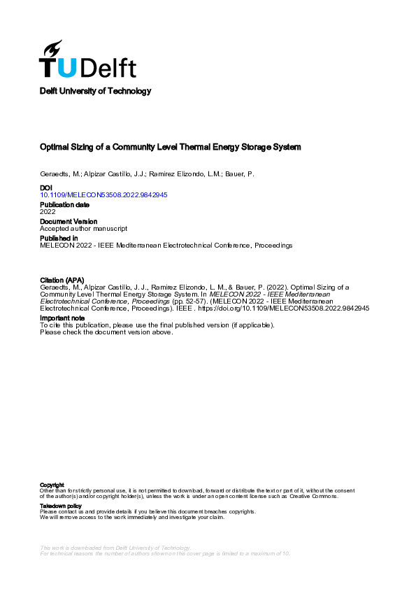 (PDF) Optimal Sizing of a Community Level Thermal Energy Storage System