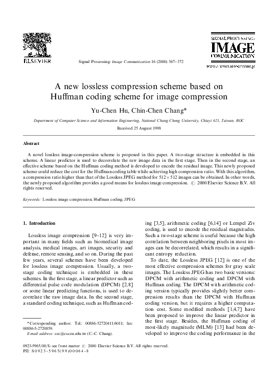 (PDF) A new lossless compression scheme based on Huffman coding scheme ...
