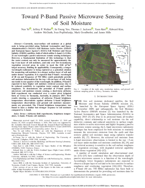(PDF) Toward P-Band Passive Microwave Sensing of Soil Moisture