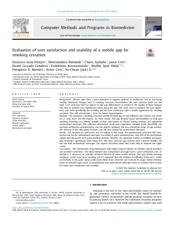 (PDF) Evaluation of user satisfaction and usability of a mobile app for ...