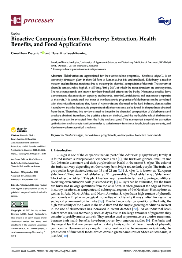 (PDF) Bioactive Compounds from Elderberry: Extraction, Health Benefits ...