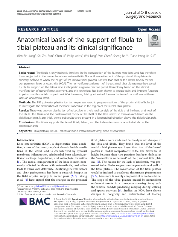 (PDF) Anatomical Basis of the Support of Fibula to Tibial Plateau and ...