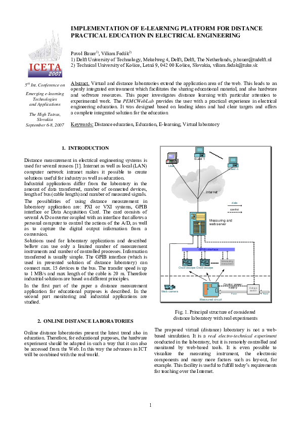 (PDF) Implementation of e-learning platform for distance practical ...
