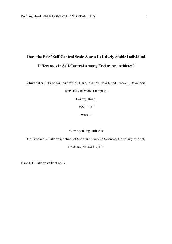 (PDF) Does the Brief Self-Control Scale Assess Relatively Stable ...