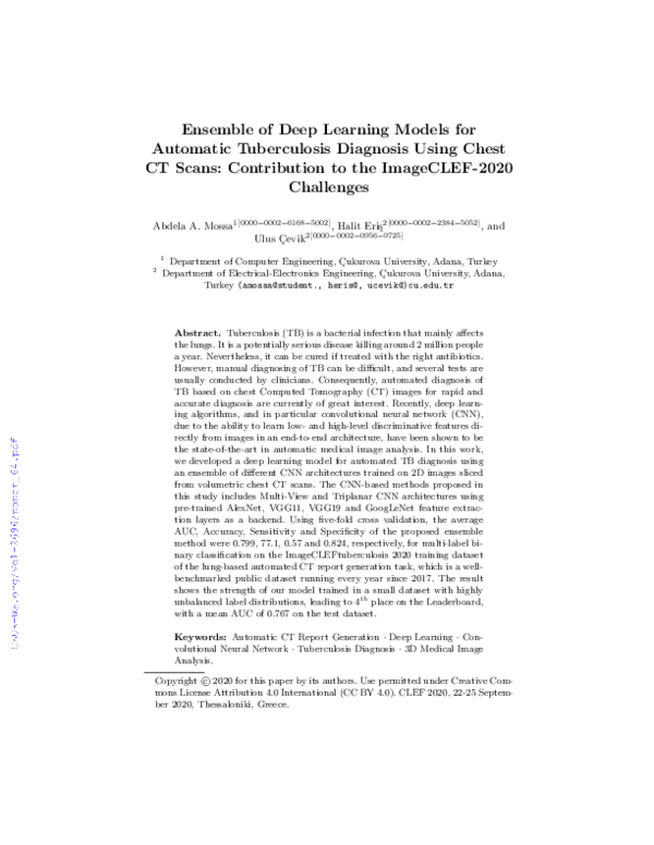 (PDF) Ensemble of Deep Learning Models for Automatic Tuberculosis ...