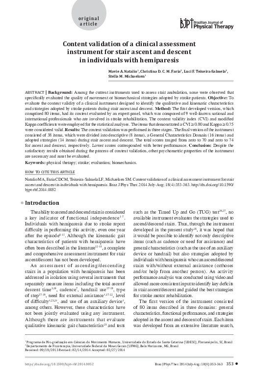 (PDF) Content validation of a clinical assessment instrument for stair ...