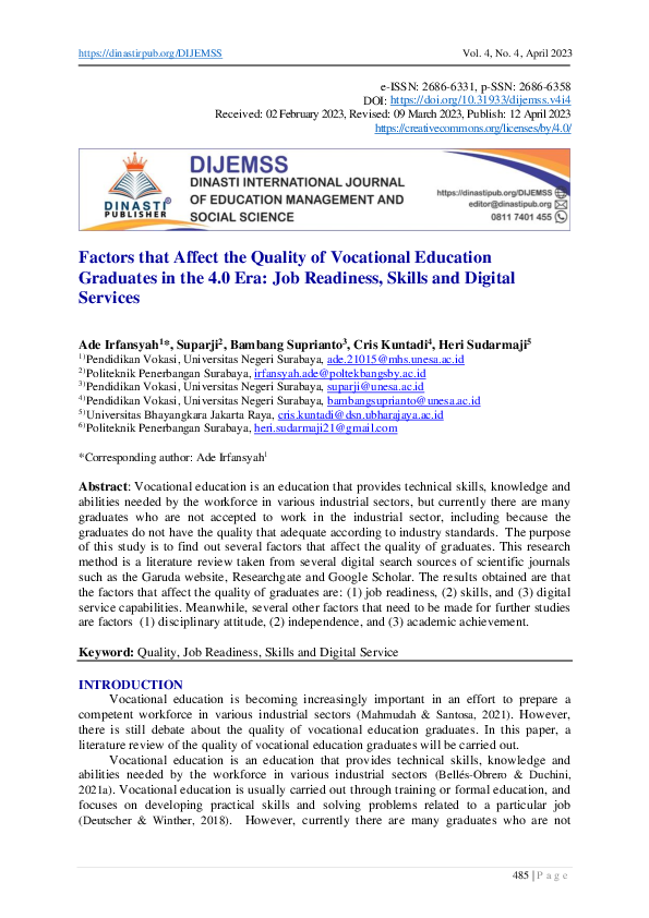 (PDF) Factors That Affect the Quality Of Vocational Education Graduates ...