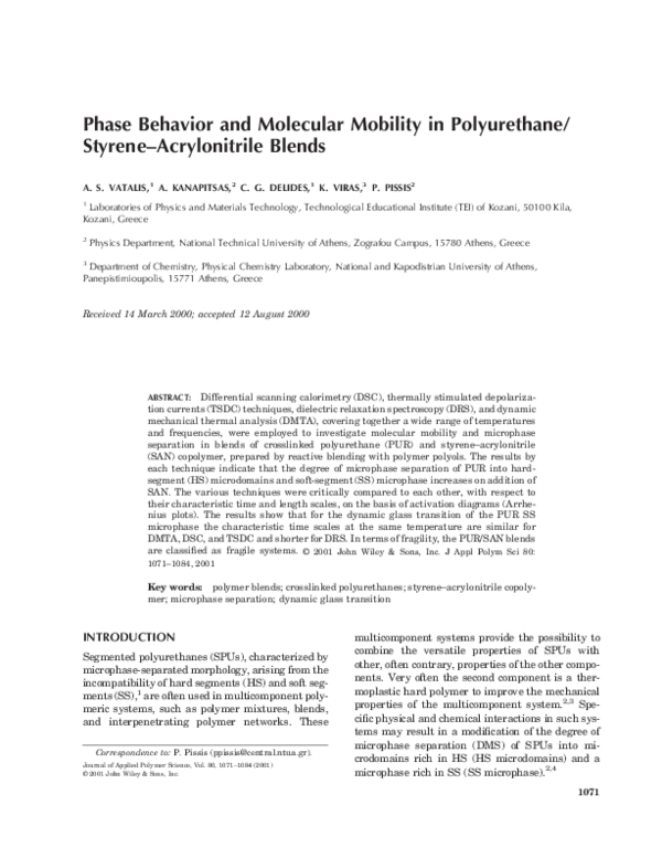 (PDF) Phase behavior and molecular mobility in polyurethane/styrene ...